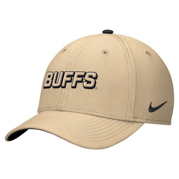 Gold Nike hat with 3D “BUFFS” lettering on front and black Nike swoosh on left side